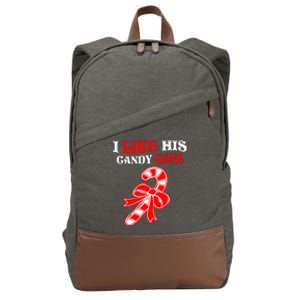 I Like His Candy Cane Funny Couples Matching Christmas Cotton Canvas Backpack