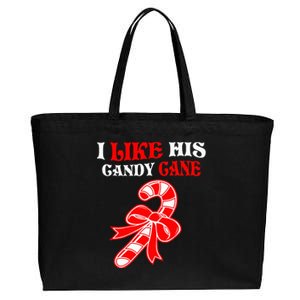 I Like His Candy Cane Funny Couples Matching Christmas Cotton Canvas Jumbo Tote