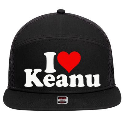 I Love Heart Keanu 7 Panel Mesh Trucker Snapback Hat