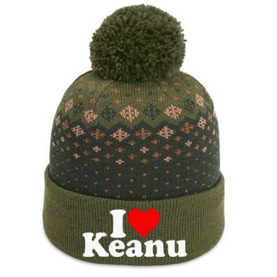 I Love Heart Keanu The Baniff Cuffed Pom Beanie