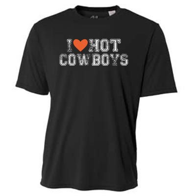 I Love Hot Cowboys Groovy Vintage I Love Cowboys Cooling Performance Crew T-Shirt