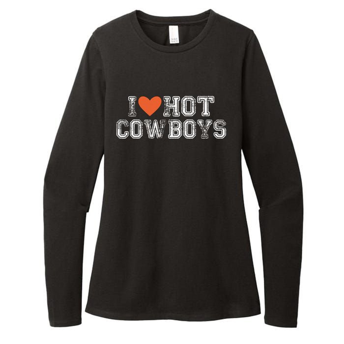 I Love Hot Cowboys Groovy Vintage I Love Cowboys Womens CVC Long Sleeve Shirt