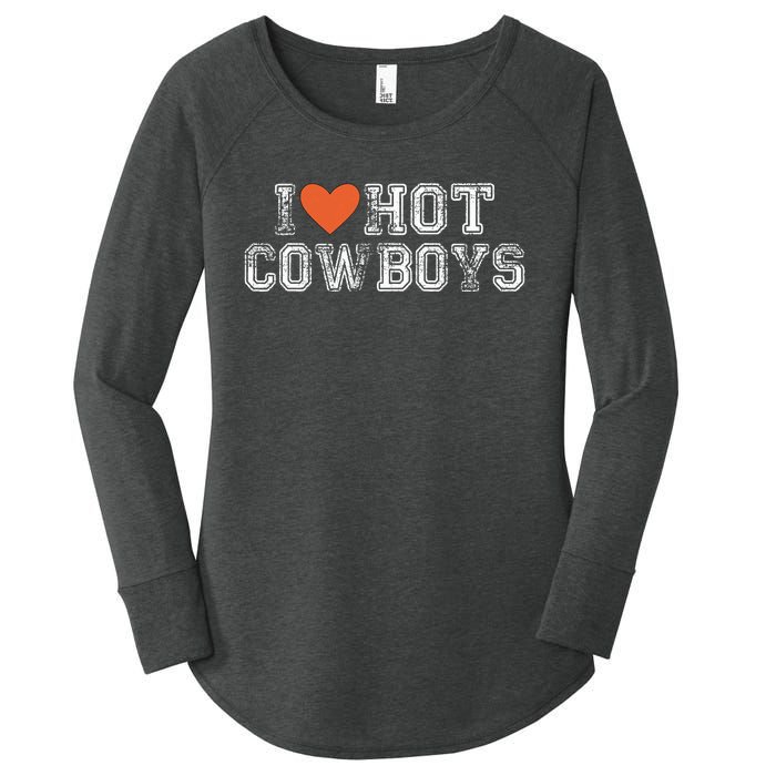 I Love Hot Cowboys Groovy Vintage I Love Cowboys Women's Perfect Tri Tunic Long Sleeve Shirt