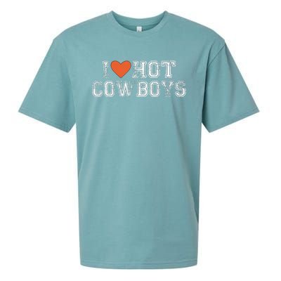 I Love Hot Cowboys Groovy Vintage I Love Cowboys Sueded Cloud Jersey T-Shirt