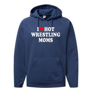 I Love Hot Wrestling Moms Groovy I Heart Hot Wrestling Moms  Performance Fleece Hoodie