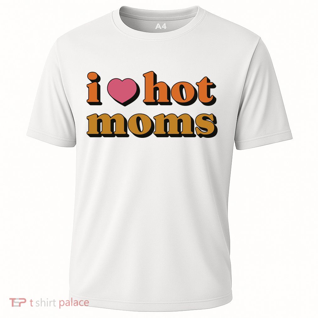 I Love Hot Moms Retro Cooling Performance Crew T-Shirt