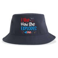 I Like How She Explodes Fireworks Funny Couple 4th Of July Sustainable Bucket Hat