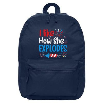 I Like How She Explodes Fireworks Funny Couple 4th Of July 16 in Basic Backpack