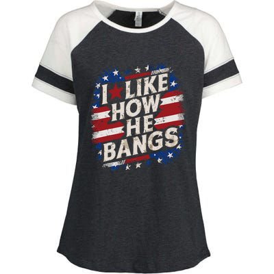 I Like How He Bang Fireworks 4th Of July Funny Couples Enza Ladies Jersey Colorblock Tee