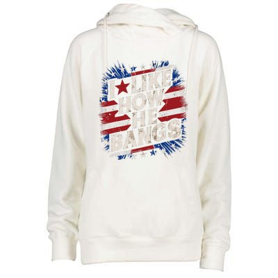 I Like How He Bang Fireworks 4th Of July Funny Couples Womens Funnel Neck Pullover Hood