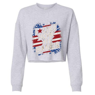 I Like How He Bang Fireworks 4th Of July Funny Couples Cropped Pullover Crew