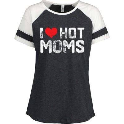 I Love Hot Moms Distressed Retro Vintage Design Gift Enza Ladies Jersey Colorblock Tee