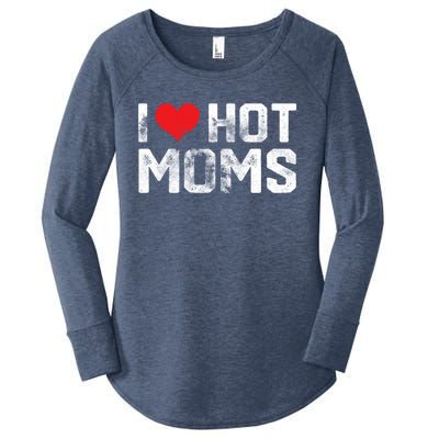 I Love Hot Moms Distressed Retro Vintage Design Gift Women's Perfect Tri Tunic Long Sleeve Shirt