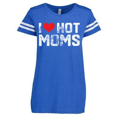 I Love Hot Moms Distressed Retro Vintage Design Gift Enza Ladies Jersey Football T-Shirt