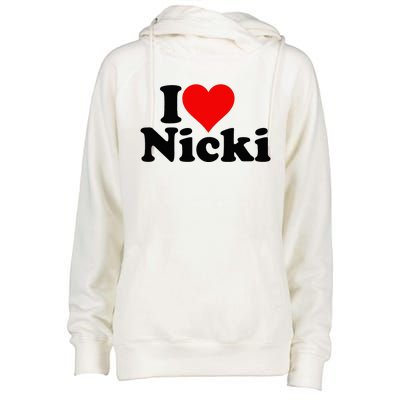 I Love Heart Nicki Womens Funnel Neck Pullover Hood