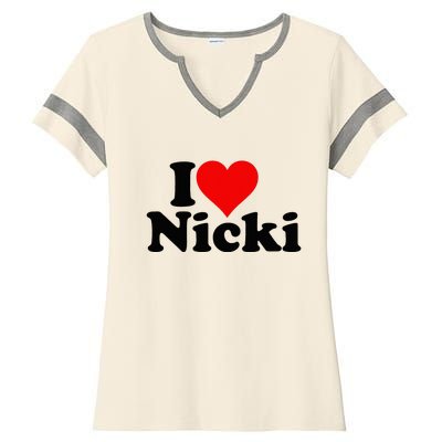 I Love Heart Nicki Ladies Halftime Notch Neck Tee