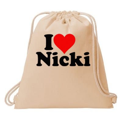 I Love Heart Nicki Drawstring Bag