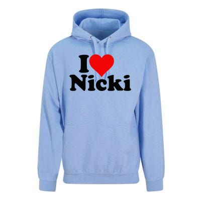 I Love Heart Nicki Unisex Surf Hoodie