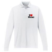 I Love Heart Nicki Performance Long Sleeve Polo