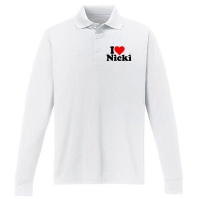 I Love Heart Nicki Performance Long Sleeve Polo