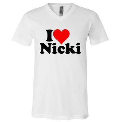 I Love Heart Nicki V-Neck T-Shirt