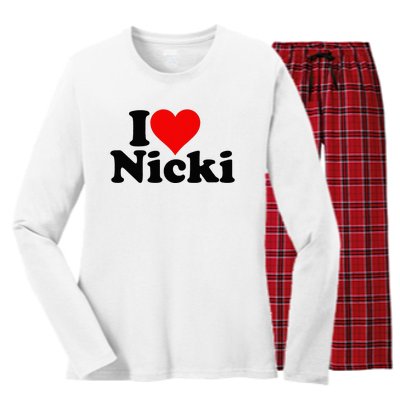 I Love Heart Nicki Women's Long Sleeve Flannel Pajama Set 