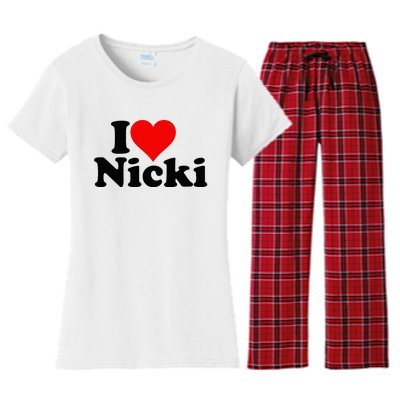 I Love Heart Nicki Women's Flannel Pajama Set