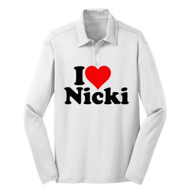 I Love Heart Nicki Silk Touch Performance Long Sleeve Polo