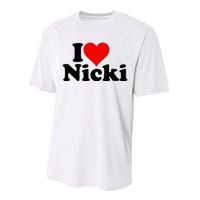 I Love Heart Nicki Performance Sprint T-Shirt