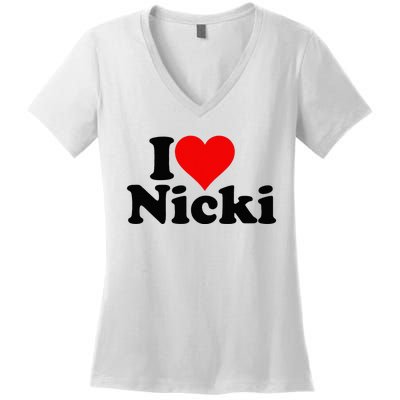 I Love Heart Nicki Women's V-Neck T-Shirt