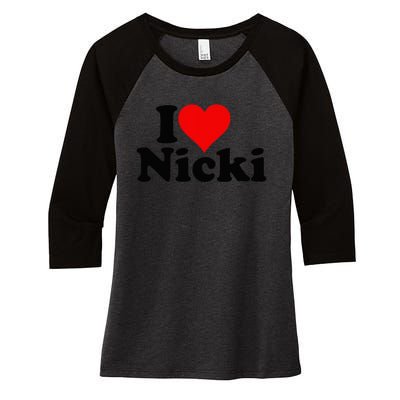 I Love Heart Nicki Women's Tri-Blend 3/4-Sleeve Raglan Shirt