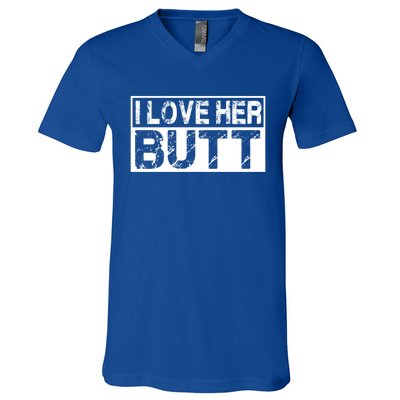 I Love His Beard Her Butt Matching Couples Complit 2pcs Meaningful Gift V-Neck T-Shirt