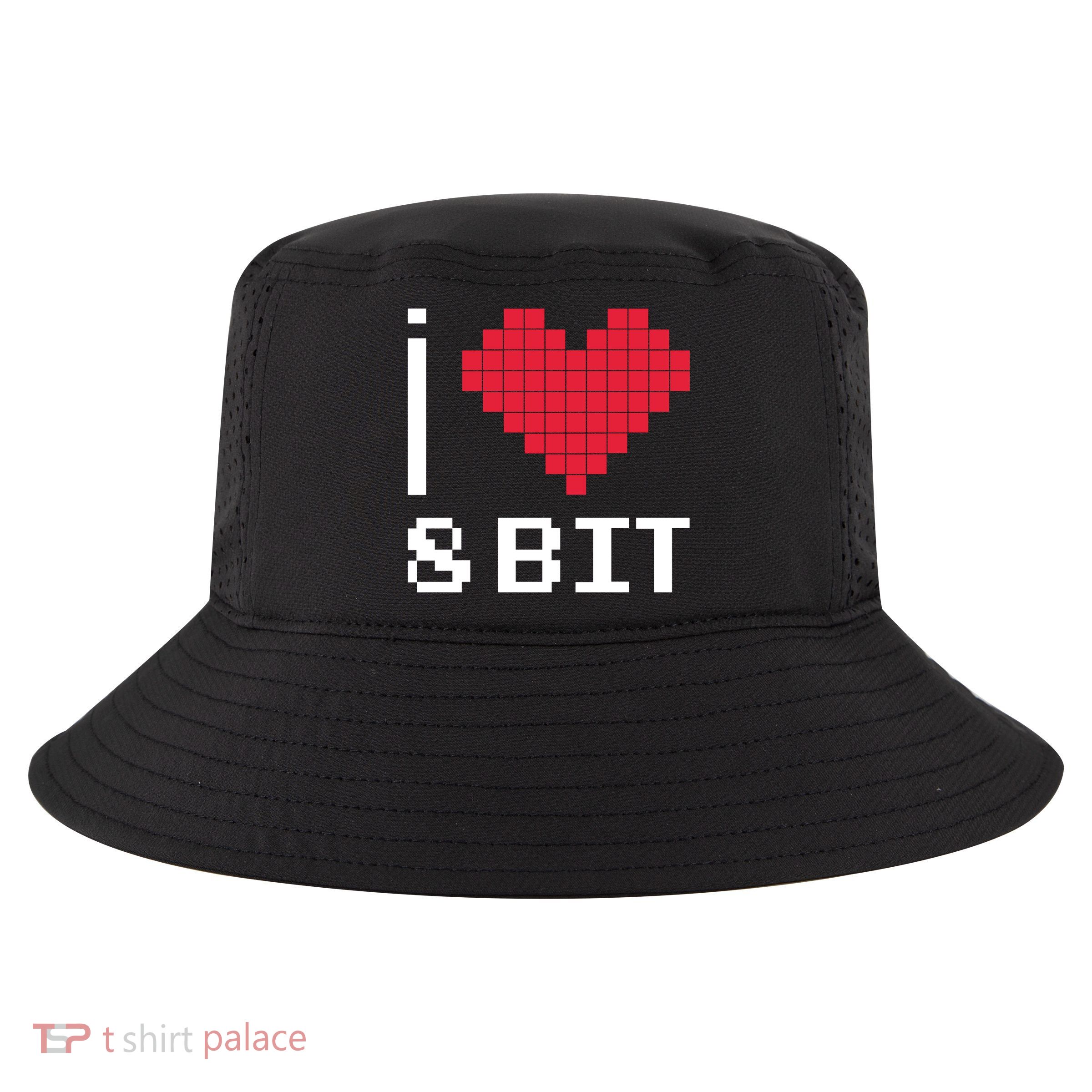 I Love Heart 8 Bit Retro Gamer Gaming Cool Comfort Performance Bucket Hat