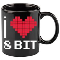 I Love Heart 8 Bit Retro Gamer Gaming 11oz C Handle Ceramic Mug