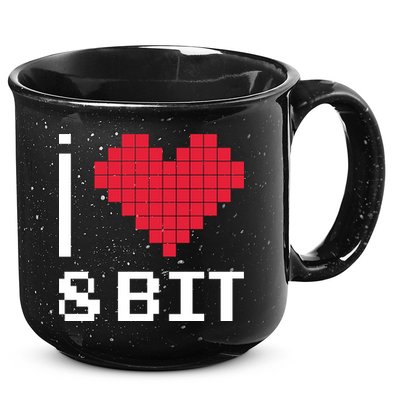 I Love Heart 8 Bit Retro Gamer Gaming 15oz Campfire Ceramic Mug