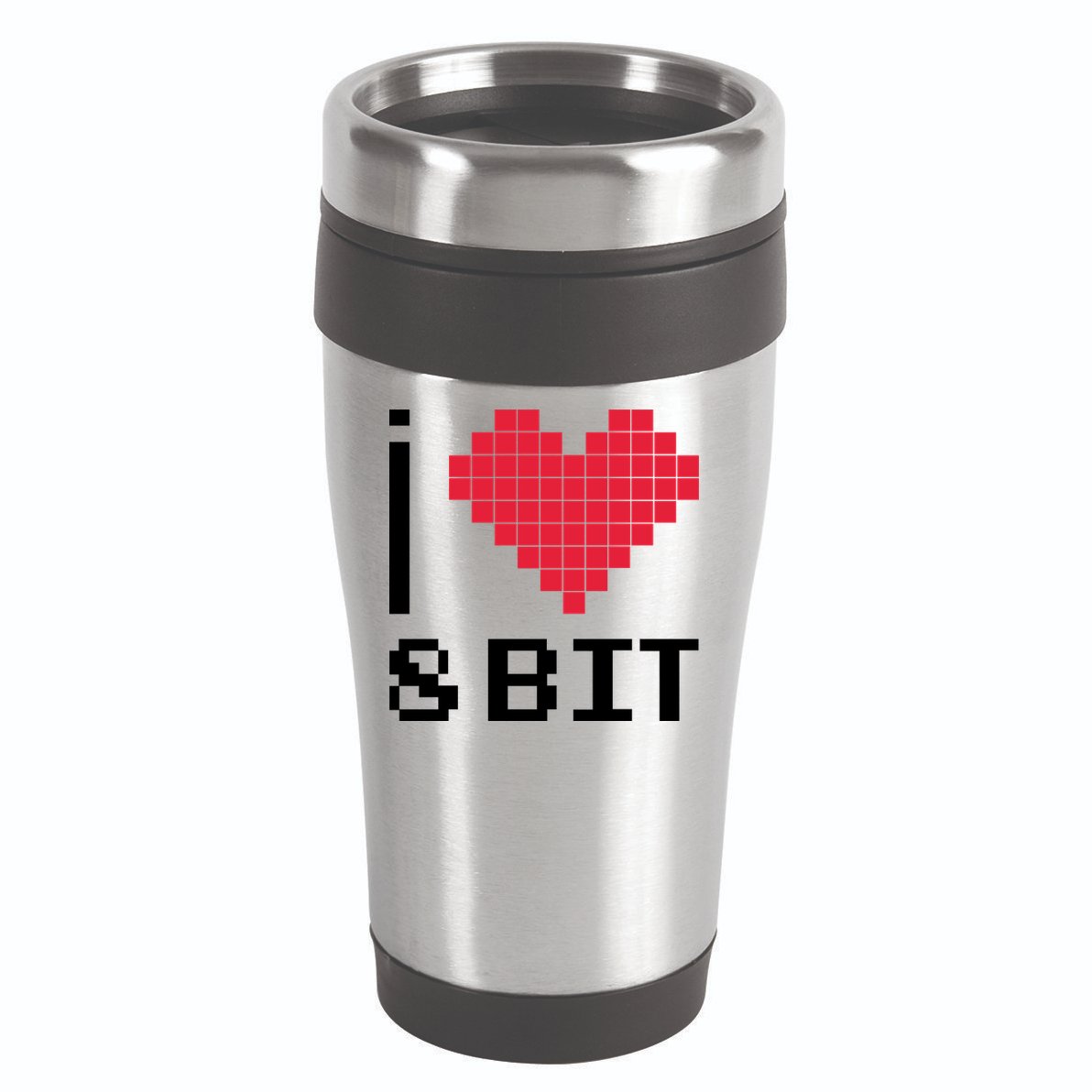 I Love Heart 8 Bit Retro Gamer Gaming 16oz Travel Tumbler