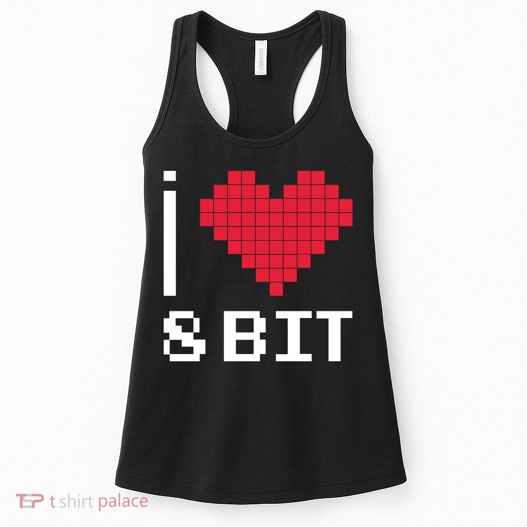 I Love Heart 8 Bit Retro Gamer Gaming Womens Tank Top