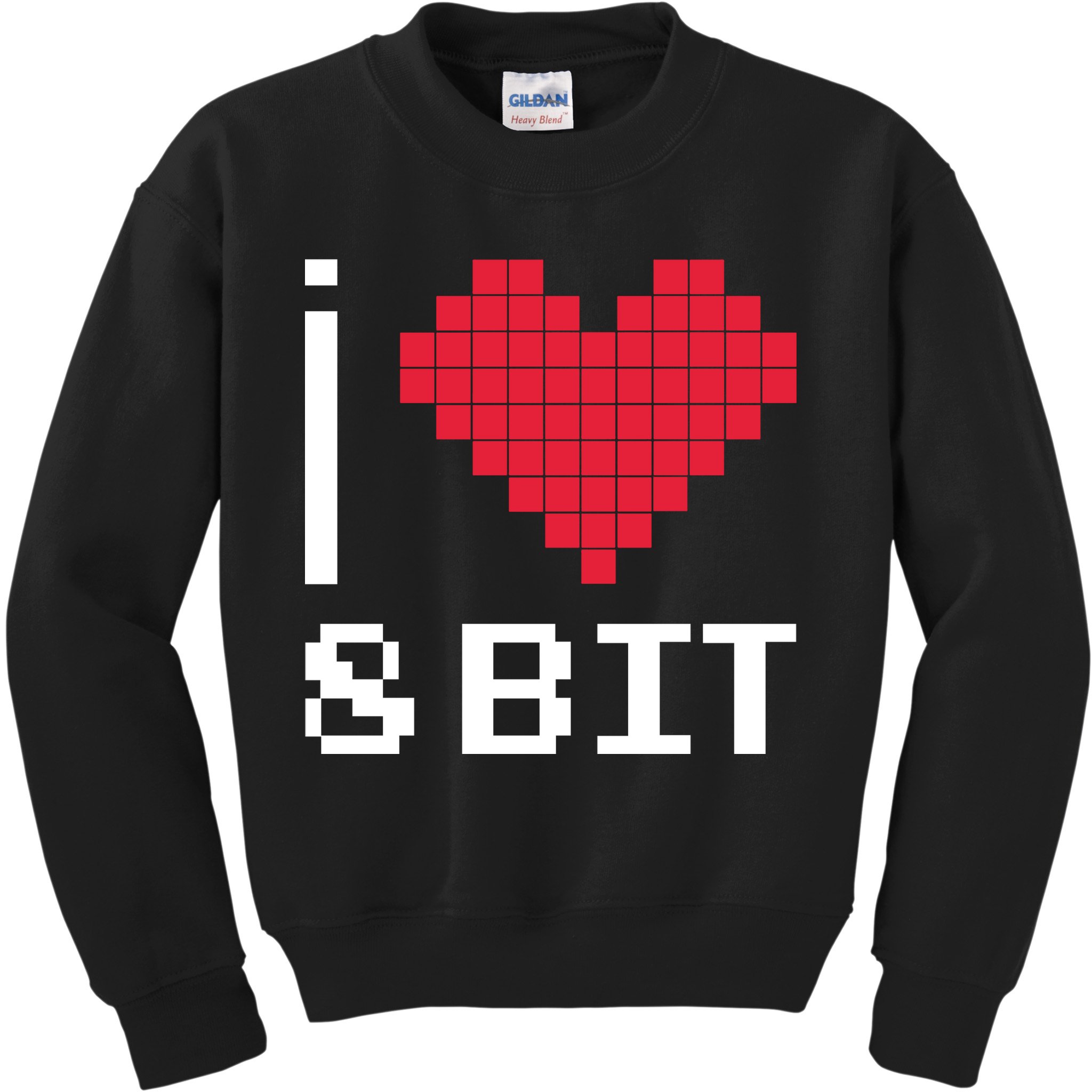 I Love Heart 8 Bit Retro Gamer Gaming Kids Sweatshirt