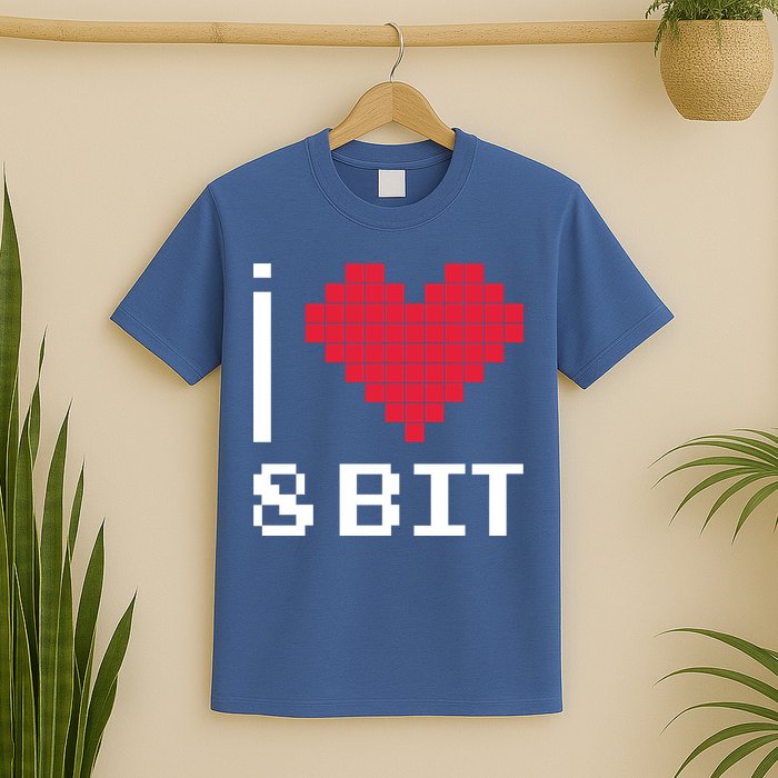 I Love Heart 8 Bit Retro Gamer Gaming T-Shirt
