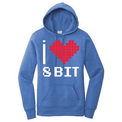 I Love Heart 8 Bit Retro Gamer Gaming Women's Pullover Hoodie