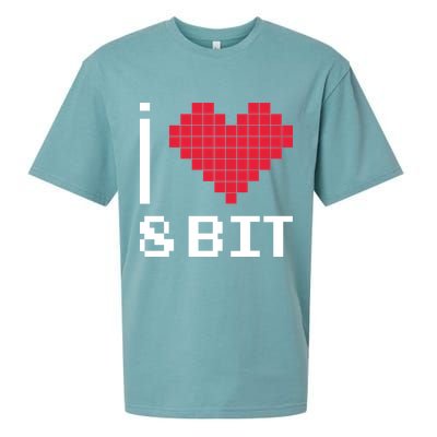 I Love Heart 8 Bit Retro Gamer Gaming Sueded Cloud Jersey T-Shirt