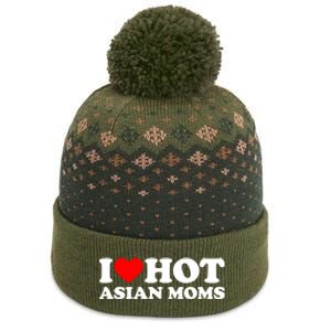 I Love Hot Asian Moms Cute Gift Heart Hot Moms I Love Hot Moms Funny Gift The Baniff Cuffed Pom Beanie