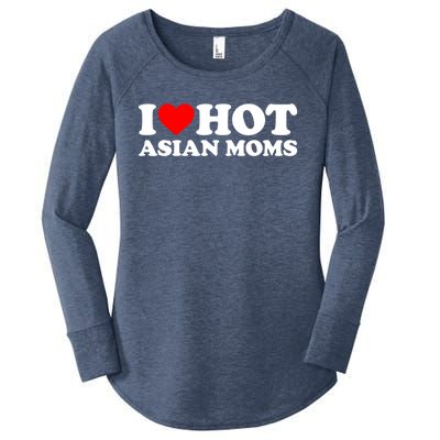 I Love Hot Asian Moms Cute Gift Heart Hot Moms I Love Hot Moms Funny Gift Women's Perfect Tri Tunic Long Sleeve Shirt