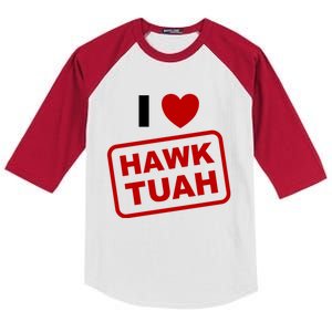 I Love Heart Hawk Tuah Funny Hawk Tush Meme Adult Humor Kids Colorblock Raglan Jersey