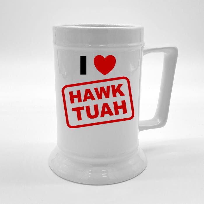 I Love Heart Hawk Tuah Funny Hawk Tush Meme Adult Humor Beer Stein