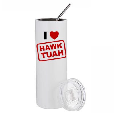 I Love Heart Hawk Tuah Funny Hawk Tush Meme Adult Humor Stainless Steel Tumbler