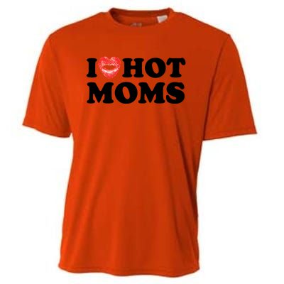 I Love Hot Moms Funny MotherS Day Heart Love Hot Moms Gift Cooling Performance Crew T-Shirt