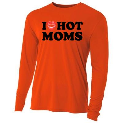 I Love Hot Moms Funny MotherS Day Heart Love Hot Moms Gift Cooling Performance Long Sleeve Crew