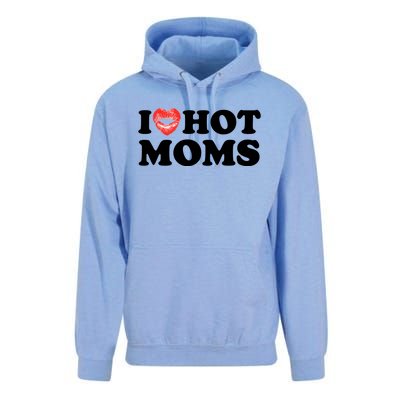 I Love Hot Moms Funny MotherS Day Heart Love Hot Moms Gift Unisex Surf Hoodie