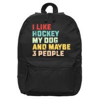 I Like Hockey My Dog & Maybe 3 People Hockey Coach Vintage 16 in Basic Backpack